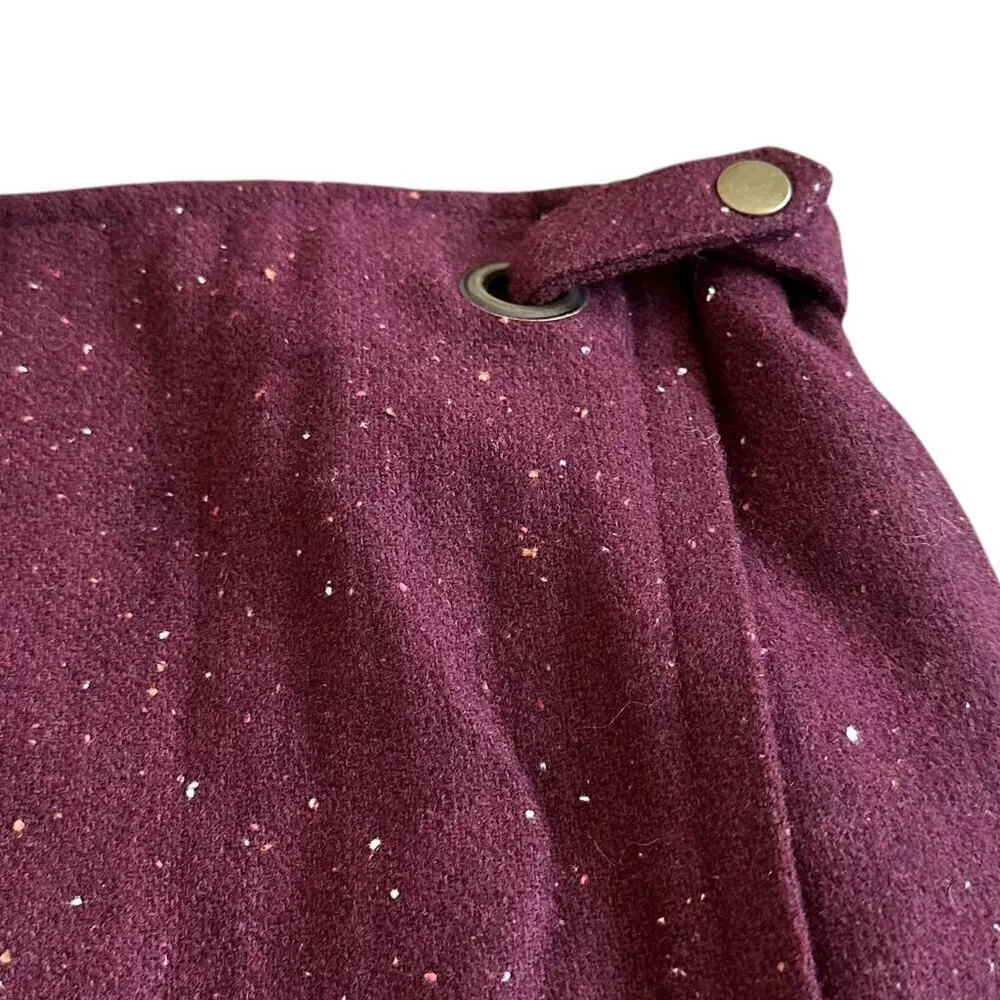 Banana Republic Burgundy Wool Blend Mini Skirt Faux Wrap Festive Fall Size 6 NWT